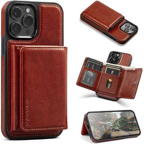 for iPhone 15 Pro Max Wallet Case with Card Holder,Men Women PU Leather RFID Blocking Shockproof Protective Cover Credit Large Capacity Cash Card Slots Kickstand,for Apple 15 ProMax,Coffee