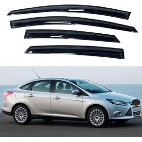 حاجب النافذة متوافق مع سيارة Ford Focus Sedan 2008-2011، شريط حماية من المطر، عاكس نافذة جانبي للتهوية الجانبية للرياح والشمس، 2008 2009 2010 2011 (باستثناء هاتشباك)