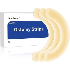 Maidwoc 50Pcs 2mm Moldable Ostomy Barrier Rings - Medical Grade Hydrocolloid Waterproof Leak for Better Seal - Idea for Colostomy Stoma Bags