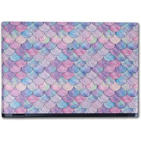 Carbon Fiber Laptop Skin Compatible with Alienware M16 R2 (2024) - Mermaid Scales - Premium 3M Vinyl Protective Wrap Decal Cover - Easy to Apply | Crafted in The USA by MightySkins