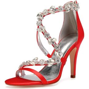 High Heel Wedding Shoes for Bride Open Toe Rhinestones Bridal Heeled Sandals Wedding High Heels