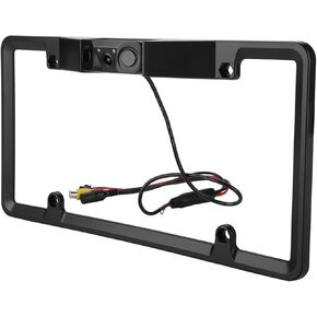 License Plate Camera, 3 in 1 Car License Plate Frame Parking Sensor Rearview Reverse Backup Camera 2LED