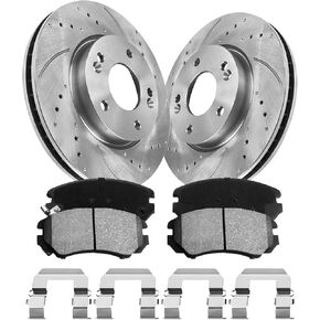 funire Front Vented Brake Pads and Rotors Kit for elan tra GT 2020-2018, Forte 2022-2019, Brake Rotors + Carbon Fiber Ceramic Brake Pads Kit 280mm(11in)