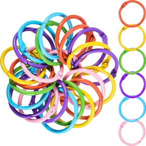 60 Pieces Metal Loose Leaf Binder Rings 1.2 Inch Book Rings 6 Colors Notebook Round Rings for Flash Cards Paper Leaf Binder Rings for Key Note Cards Office School Supplies