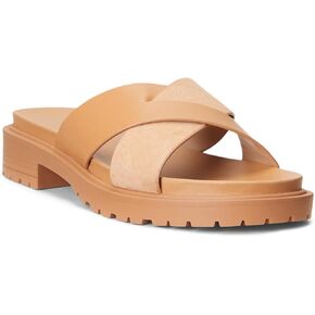 Lauren Ralph Lauren Kelsie Slide Sandals for Women – Leather Lining – Slip-On Style – Low Block Heel