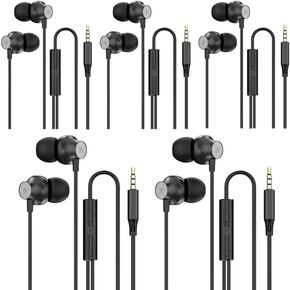 5 Packs Wired Earbuds in-Ear Headphone Noise Isolating Ear Buds Wired Earbuds Headphones,Earphones with Heavy Bass Stereo Noise Blocking