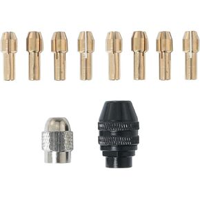 1/32'' to 1/8'' Drill Chuck Collet Set Accessories for Rotary Tool Keyless Drill Chuck Brass Chuck Collet Nut for