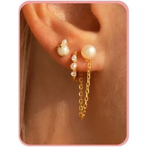 Gold Hoop Earrings for Women Trendy,Pearl Earrings Gold Earrings Dainty Huggie Earrings 14k Gold Stud Earring Hypoallergenic Earring Small Hoop Earrings for Women Gifts