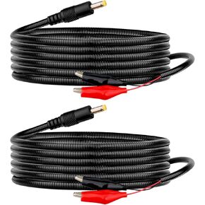 KSK 98-inch (2 Pack) Chew Proof Trail Camera Power Cord (4.0x1.7mm),with Alligator Clips
