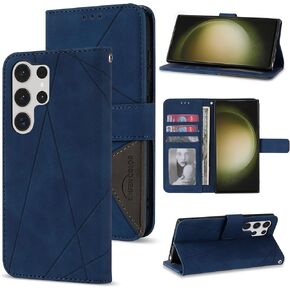 Compatible with Samsung Galaxy S23 Wallet Case with RFID Blocking Card Slots Magnetic Closure Protective Flip Splicing PU Leather Stand Phone Cover for Galaxy S23 Case Walle(6.1 inch-Wine Red)