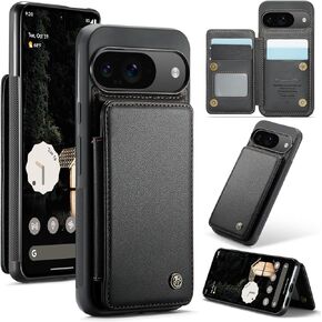 Kowauri for Google Pixel 9/Google Pixel 9 Pro Case, PU Leather Wallet Case for Women Men with RFID Blocking Card Holder Slot Magnetic Closure Shockproof Phone Cover for Google Pixel 9/9 Pro (Black)