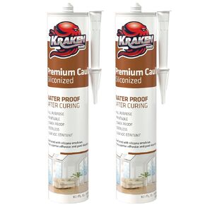 Kraken Bond Paintable Caulk White - (2x10.1 fl. oz.) Premium Acrylic Latex Sealant for Trim, Window and Door, Easy Clean, Paintable Sealant for All Porous Surfaces, Odorless - 2 Pack