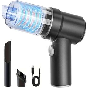 Handheld Vacuum Cordless,50W 4000PA Mini Vacuum Cleaner and Air Duster, 2-in-1 Rechargeable Car Vacuum with LED Light and Multi-Nozzles forCar,Office and Home Cleaning