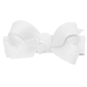 Wee Ones Girls' Classic Grosgrain Hair Bow with Knot Wrap Center on a WeeStay No-Slip Hair Clip, Large, White