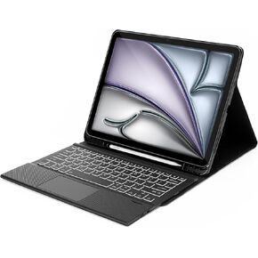 SaharaCase Navigate Series Keyboard Case with TrackPad for Apple iPad Air 11-inch M2 (2024) - Integrated Kickstand, Built-in Track Pad, Removable Backlit Keyboard - Black
