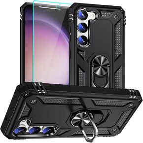 for Samsung Galaxy S23 Case with HD Screen Protector : Military Grade 16ft Drop Tested Ring Shockproof Protective Phone Case - Samsung Galaxy S23 Blue