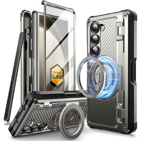 SUPCASE for Z Fold 6 Case with S Pen Holder [UB Pro Mag] [Compatible with MagSafe] [Military Grade Protection] [Built-in Screen Protector & Magnetic Ring Holder] Rugged Phone Case (Black)