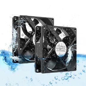 High-Performance 12V 92mm 92x92x25mm Dual Ball IP68 Waterproof Cooling Fan - 3000RPM 2-Pack