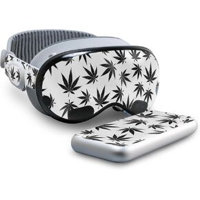 Glossy Glitter Skin Compatible with Apple Vision Pro - Pot Leaves Black - Premium 3M Vinyl Protective Wrap Decal Cover - Easy to Apply | Crafted in The USA by MightySkins