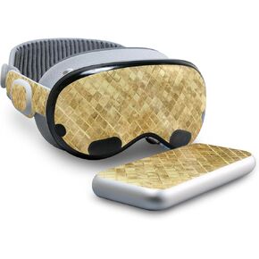 Glossy Glitter Skin Compatible with Apple Vision Pro - Gold Tiles - Premium 3M Vinyl Protective Wrap Decal Cover - Easy to Apply | Crafted in The USA by MightySkins