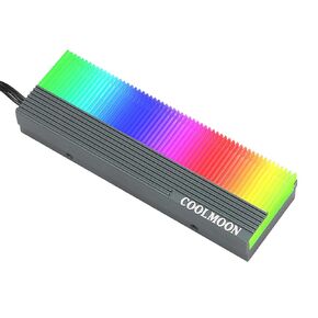M.2 SSD Heatsink Cooler, Dual Interface Cool RGB Hard Disk Heat Sink, 5V 3 Pin SSD Radiator with Thermal Pad, Solid State Disk Cooler, Aluminum Alloy