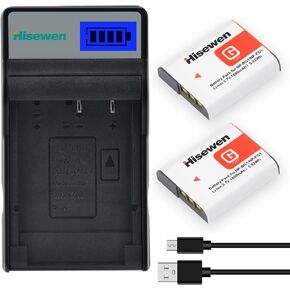 Hisewen NP-BG1 NP-FG1 Battery 2 Pack and LED Charger for Sony Cybershot DSC-HX5V, DSC-HX9V, DSC-W30, DSC-W35, DSC-W50, DSC-W55, DSC-W70, DSC-W80, DSC-W290