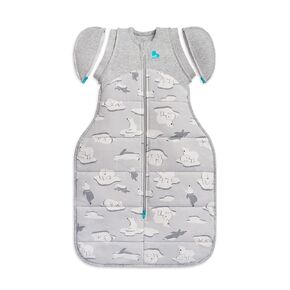 Love to Dream Swaddle UP Transition Bag Extra Warm 3.5 TOG, Gray, Medium, 8-13 lbs, Patented Zip-Off Wings, Gently Help Baby Safely Transition from Being Swaddled to Arms Free Before Rolling Over