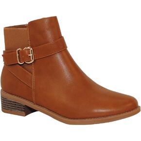 TRENDSUP Women's Classic Ankle Booties, Low Heel, Buckle Strap, Round Toe