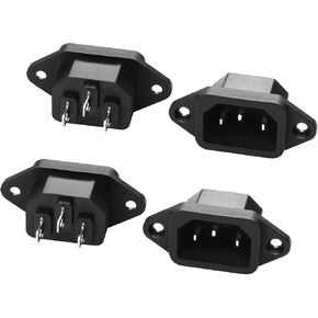 IEC320 C14 Panel Mount Adapter Plug C14 Male 3Pin Power Connector Socket Screw Mount 250V 10A AC IEC C14 Inlet Module Plug Power Connector Socket Straight 4pcs