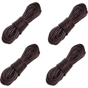 4 Pairs Waxed Round Shoe Laces Dress Waxed Shoelaces Oxford 3/32" Thin for Formal Business Men or Women