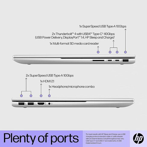كمبيوتر محمول HP Envy مقاس 17.3 بوصة FHD IPS تعمل باللمس، Intel Core i7-1260P، ذاكرة الوصول العشوائي 32 جيجابايت، 1 تيرابايت PCIe SSD، لوحة مفاتيح بإضاءة خلفية، Intel Iris Xe Graphics، كاميرا IR 5 ميجابكسل، Win 11 Pro، فضي، بطاقة USB 32 جيجابايت (متجددة) in Saudi Arabia