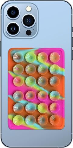 Suction Phone Case Mount, Silicone Adhesive Phone Accessory for iPhone and Android, Hands-Free Fidget Toy Mirror Shower Phone Holder, Tiktok Videos and Selfies (Rainbow) in Saudi Arabia