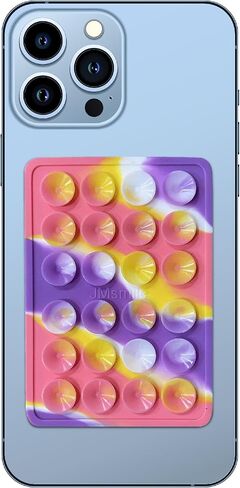 Suction Phone Case Mount, Silicone Adhesive Phone Accessory for iPhone and Android, Hands-Free Fidget Toy Mirror Shower Phone Holder, Tiktok Videos and Selfies (Rainbow) in Saudi Arabia