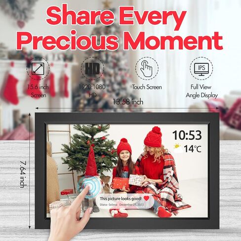 Digital Picture Frame, Touch Screen Photo Frame Electronic, 32GB, Auto-Rotate, Customizable for Friends and Family, Share Photos/Videos Instantly from Anywhere (Black, 10.1 Inch) in Saudi Arabia
