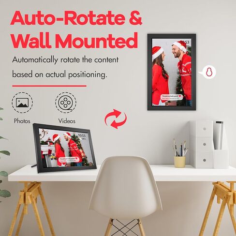Digital Picture Frame, Touch Screen Photo Frame Electronic, 32GB, Auto-Rotate, Customizable for Friends and Family, Share Photos/Videos Instantly from Anywhere (Black, 10.1 Inch) in Saudi Arabia