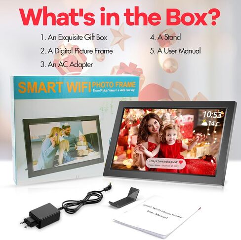 Digital Picture Frame, Touch Screen Photo Frame Electronic, 32GB, Auto-Rotate, Customizable for Friends and Family, Share Photos/Videos Instantly from Anywhere (Black, 10.1 Inch) in Saudi Arabia