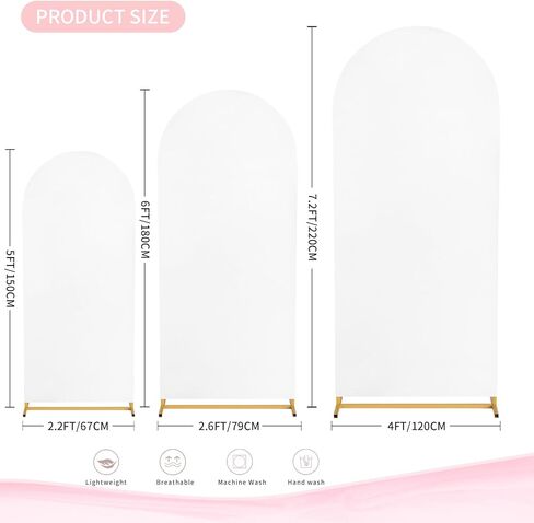 SoarDream يوم الاستقلال غطاء خلفية قوس 6FT 6.6FT 7.2FT مجموعة من 3 أغطية خلفية قابلة للتمدد على شكل قوس من الألياف اللدنة لحامل ديكورات الرابع من يوليو وحفلات المهرجانات in Kuwait