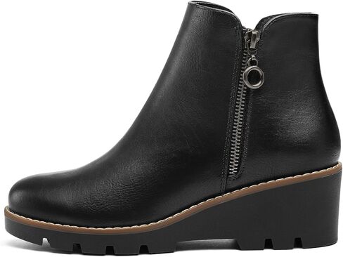 mysoft Women's Ankle Boots Zipper Wedge Booties Lug Sole in Kuwait