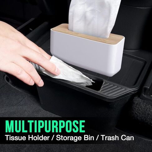 2020 2021 2022 2023 Tesla Model Y منظم وحدة التحكم المركزية الخلفية خلف المقعد، سلة المهملات/حامل مناديل الصف الثاني/صندوق تخزين لملحقات الطراز Y (أبيض) in Kuwait