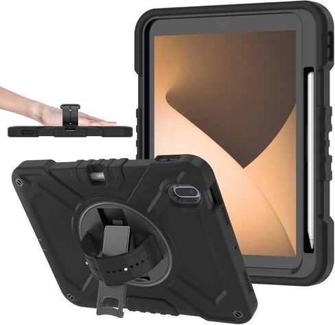 Callyue for iPad 10th Generation Case, iPad 10th Gen 2022 10.9 inch Case, iPad Tablet Protective Cover, Heavy Duty Shockproof, Swivel Stand, Pencil Holder, Black in Kuwait