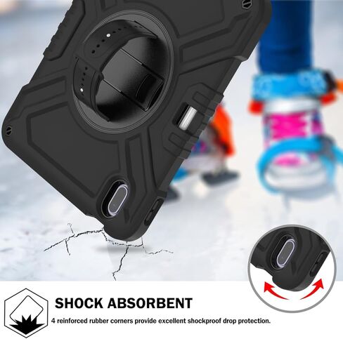 Callyue for iPad 10th Generation Case, iPad 10th Gen 2022 10.9 inch Case, iPad Tablet Protective Cover, Heavy Duty Shockproof, Swivel Stand, Pencil Holder, Black in Kuwait