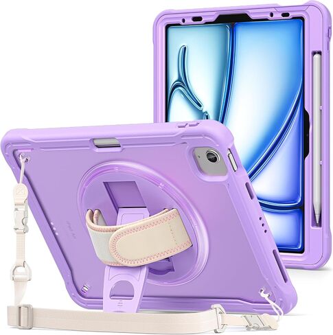 حافظة ProCase متينة لجهاز iPad Air 11 بوصة (M2) 2024/ Air 5th / 4th Gen 10.9 بوصة وiPad Pro 11 بوصة الجيل الرابع/الثالث/الثاني/الأول، غطاء عالي التحمل مقاوم للصدمات مع حزام يد بمسند قابل للدوران 360 درجة - أسود in Kuwait