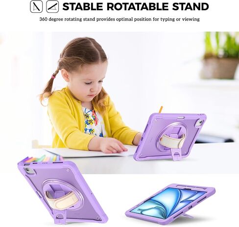 حافظة ProCase متينة لجهاز iPad Air 11 بوصة (M2) 2024/ Air 5th / 4th Gen 10.9 بوصة وiPad Pro 11 بوصة الجيل الرابع/الثالث/الثاني/الأول، غطاء عالي التحمل مقاوم للصدمات مع حزام يد بمسند قابل للدوران 360 درجة - أسود in Kuwait