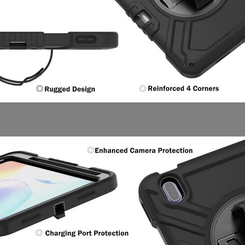 Callyue for iPad 10th Generation Case, iPad 10th Gen 2022 10.9 inch Case, iPad Tablet Protective Cover, Heavy Duty Shockproof, Swivel Stand, Pencil Holder, Black in Kuwait