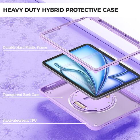 حافظة ProCase متينة لجهاز iPad Air 11 بوصة (M2) 2024/ Air 5th / 4th Gen 10.9 بوصة وiPad Pro 11 بوصة الجيل الرابع/الثالث/الثاني/الأول، غطاء عالي التحمل مقاوم للصدمات مع حزام يد بمسند قابل للدوران 360 درجة - أسود in Kuwait