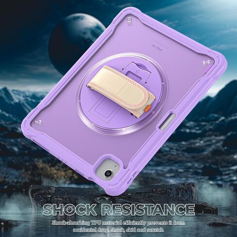 حافظة ProCase متينة لجهاز iPad Air 11 بوصة (M2) 2024/ Air 5th / 4th Gen 10.9 بوصة وiPad Pro 11 بوصة الجيل الرابع/الثالث/الثاني/الأول، غطاء عالي التحمل مقاوم للصدمات مع حزام يد بمسند قابل للدوران 360 درجة - أسود in Kuwait