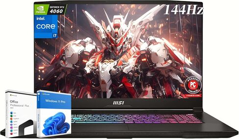 كمبيوتر محمول للألعاب MSI Katana 17، شاشة 17.3 بوصة 144 هرتز FHD، ذاكرة وصول عشوائي DDR5 سعة 32 جيجابايت، محرك أقراص SSD سعة 2 تيرابايت، Intel i7-13620H، GeForce RTX 4060، لوحة مفاتيح بإضاءة خلفية، Cooler Boost 5، Windows 11 Pro، مع ترخيص Microsoft Office in Saudi Arabia