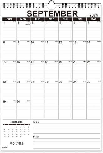 MONYES 2024-2025 Wall Calendar, 17" x 12" Academic Desk Calendar, 18 Months Wirebound Calendar in Saudi Arabia