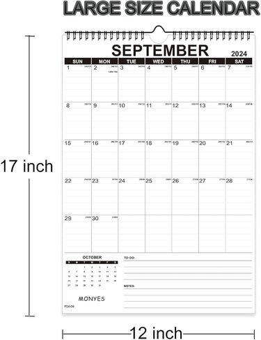 MONYES 2024-2025 Wall Calendar, 17" x 12" Academic Desk Calendar, 18 Months Wirebound Calendar in Saudi Arabia