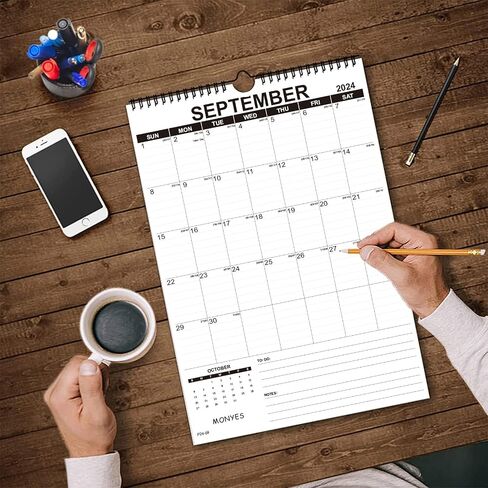 MONYES 2024-2025 Wall Calendar, 17" x 12" Academic Desk Calendar, 18 Months Wirebound Calendar in Saudi Arabia